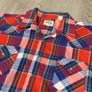 Vintage Ely Cattleman Red/Blue Pearl Snap Long Sleeve Shirt XL Western‎ Rodeo